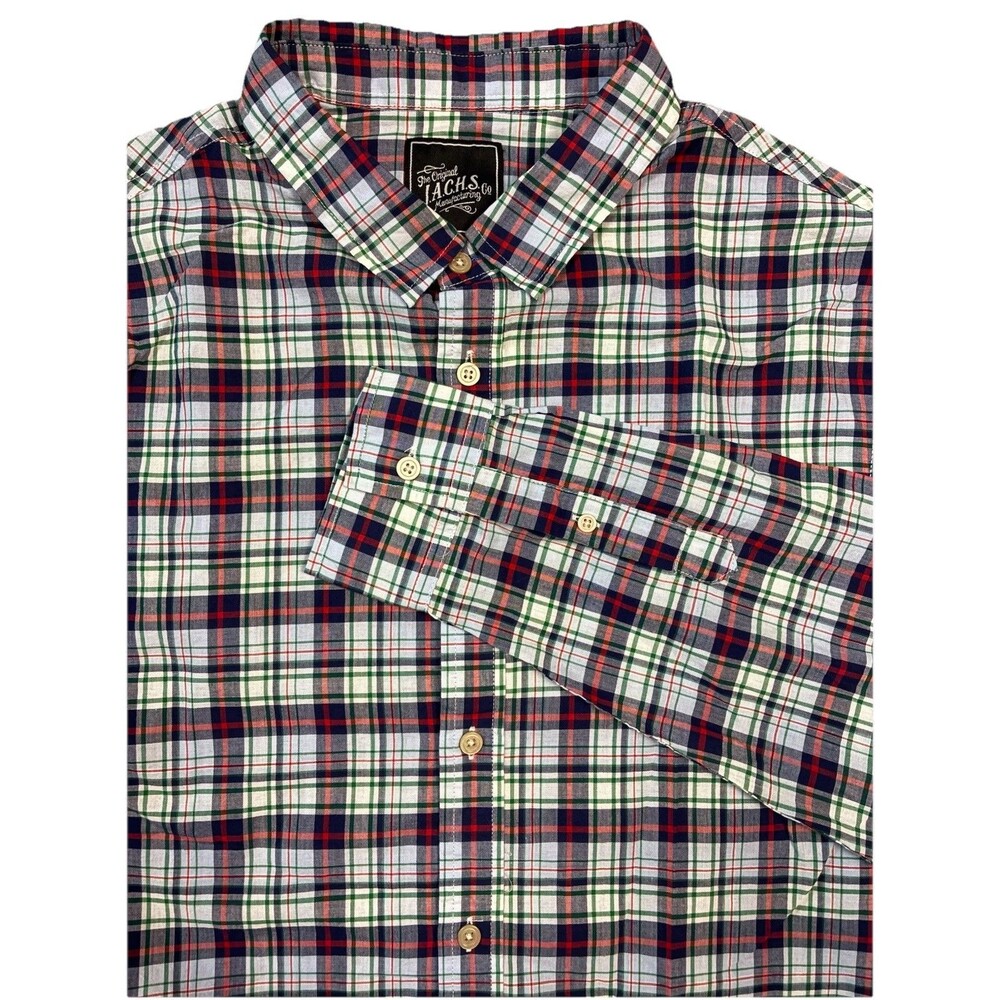 J.A.C.H.S. Manufacturing Co Plaid Long Sleeve Classic Fit Shirt Men's Large